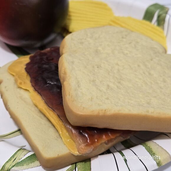 Realistic Fake Play Food Peanut Butter &Jelly (PB J) SANDWICH Pear And Chips - Picture 5 of 6